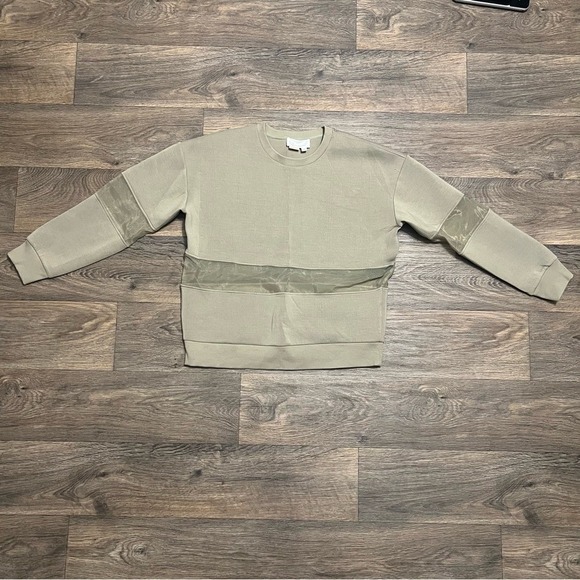 Anthropologie Mesh Paneled Sweatshirt Olive Green Casual Workout Gym Size XS - Picture 6 of 10